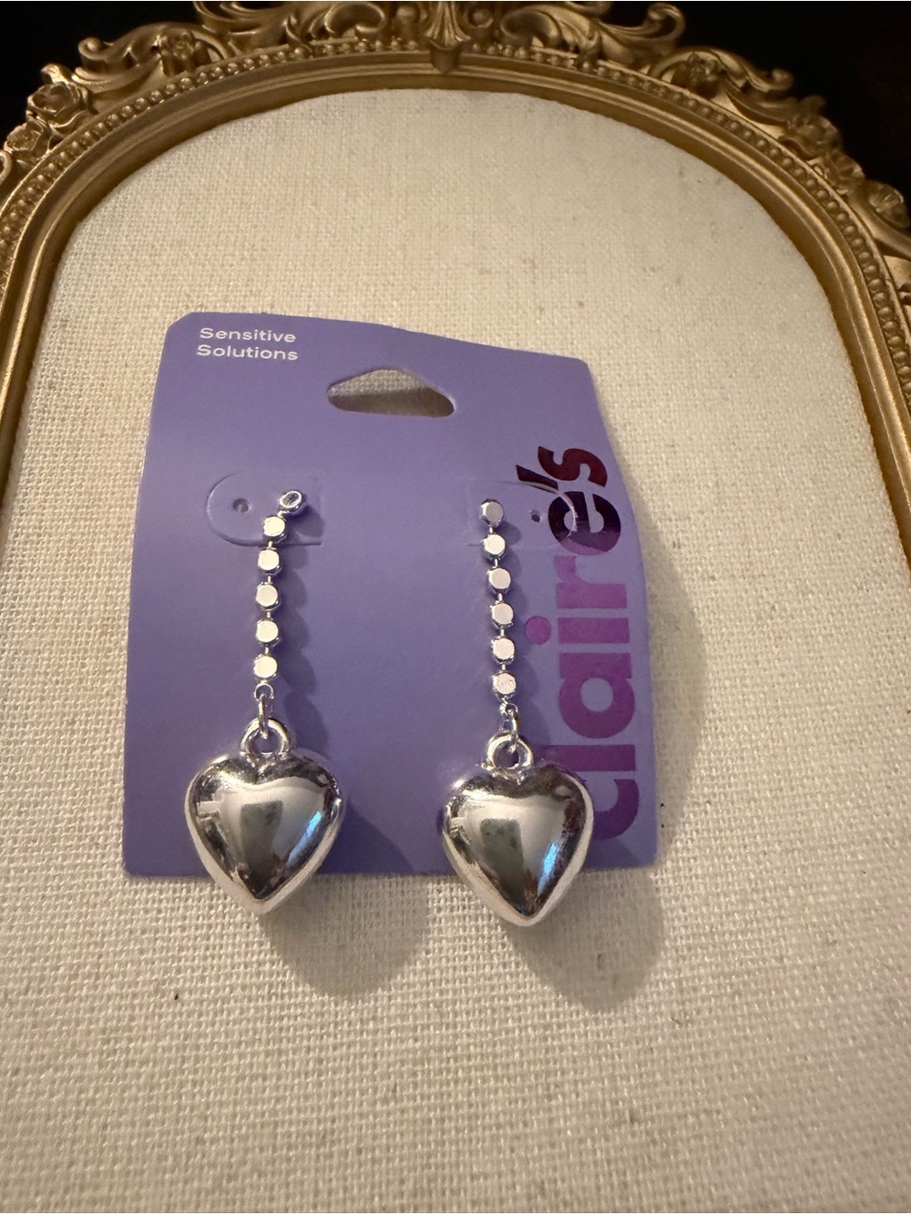 Claire's Silver Heart Drop Dangle Earrings - Sensitive Solutions